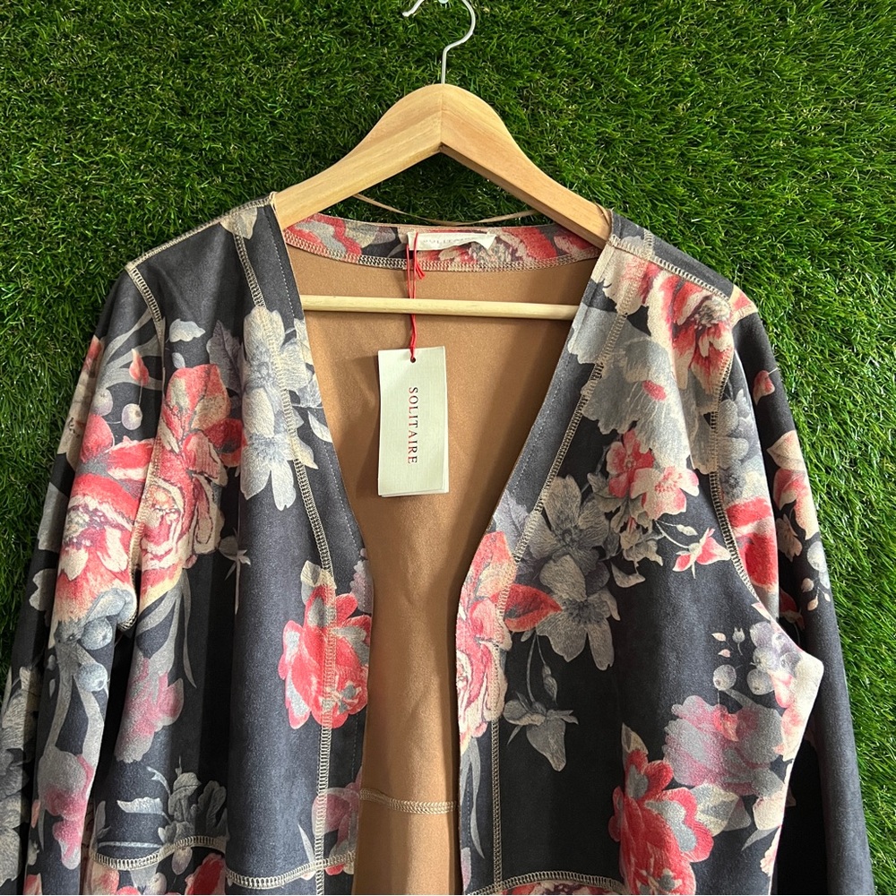 NWT Solitaire Floral Printed Faux Suede Jacket Coat Anthropologie Duster - Picture 3 of 10